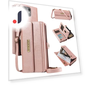 Zipper Wallet Leather Phone Cover with Shoulder Strap — Phone Accessories, YIKATU