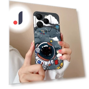Astronaut Cartoon Pattern Shockproof Liquid Silicone Matte Phone Case — Basic Cases, New Style Case