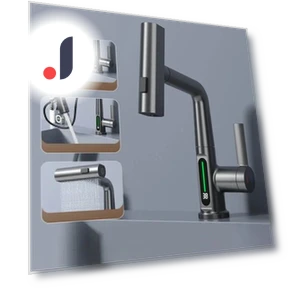 Digital Display Pull-out Lift Mixer Tap — Sink Faucets & Parts, SUN LL