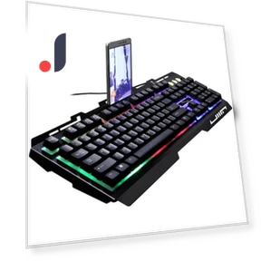 Robotic Metal Wired Keyboard with LED Backlight and Phone Stand — Gaming Keyboards, lanle