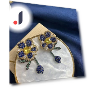 Silver 925 Needle Earrings with Colored Zirconia — Stud, ANENJERY Bijouterie