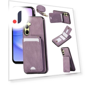Card Holder Kickstand Leather+TPU Phone Cover with Shoulder Strap — Phone Accessories, Smartwatch 2025
