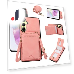 Card Holder Kickstand Leather+TPU Phone Cover with Shoulder Strap — Phone Accessories, Smartwatch 2025