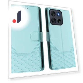 Imprinted Honeycomb RFID Blocking Leather Phone Cover with Strap — Flip Cases, Smartwatch 2025