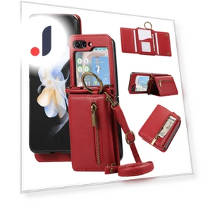 Leather Back Cover Zipper Wallet Kickstand Phone Case with Shoulder Strap — Flip Cases, Smartwatch 2025