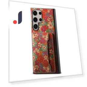 Leather+PC+TPU Case with Flower Print, Card Holder, Stand — Phone Accessories, Smartwatch 2025