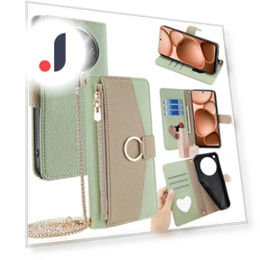 Mirror Wallet Leather Phone Cover with Chain Shoulder Strap — Smartwatch Protectors, Smartwatch 2025