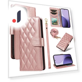 Wallet Case Rhombus Leather Phone Cover with Strap — Basic Cases, Smartwatch 2025