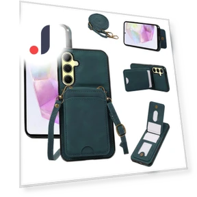 Card Holder Kickstand Leather+TPU Phone Cover with Shoulder Strap — Bumpers, Smartwatch 2025