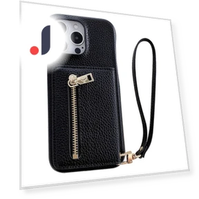 Card Slots Kickstand PU Leather Back Cover with Zipper Pocket — Phone Accessories, Smartwatch 2025