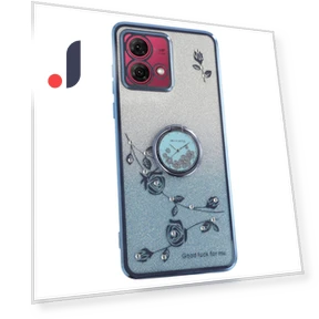 Case Ring Kickstand TPU Flowers Phone Cover Gradient Glitter Blue — Phone Accessories, KADEM