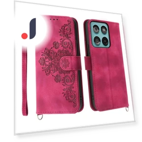 Flower Pattern PU Leather Wallet Phone Cover with Strap — Flip Cases, Smartwatch 2025