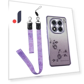 Flower Pattern TPU Gradient Phone Cover with Lanyards — Phone Accessories, KADEM