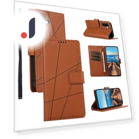 Line Imprint Leather Wallet Cover with Wrist Strap — Phone Accessories, Smartwatch 2025