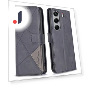 Phone Cases Wallet Stand Geometry Imprinted Leather Cover — Phone Accessories, BINFEN COLOR