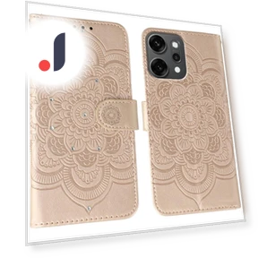 Rhinestone Decor PU Leather Mandala Imprinted Design Phone Cover with Wrist Strap — Phone Accessories, Smartwatch 2025