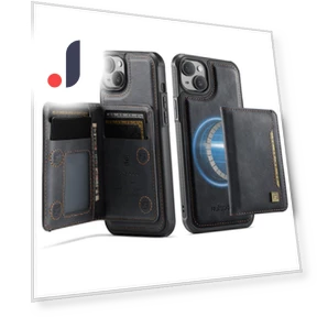 Vintage Leather Back Cover with Magnetic Detachable Card Bag — Flip Cases, Smartwatch 2025
