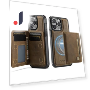 Vintage Leather Back Cover with Magnetic Detachable Card Bag — Flip Cases, Smartwatch 2025
