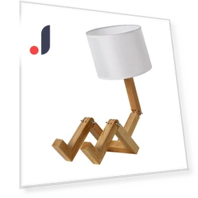 Creative Wooden Desk Lamp with Robot — Bedside & Table