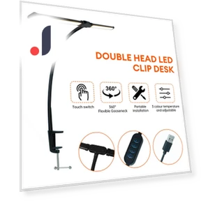 Double LED Desk Lamp with Clamp — Study & Desk Lighting, Homedepot