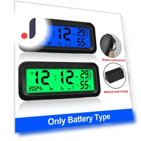 Solar Power Car Clock with LCD Digital Thermometer — Clock, RuJia Home Decor