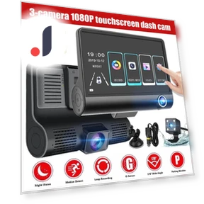 4-inch Touch Screen Dash Cam — Dashboard Cameras, Rainbow Rain
