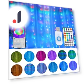 Smart LED Curtain Lights — String Lights, Rainbow Rain