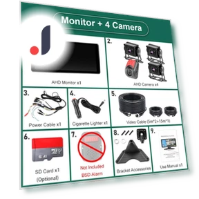 10.36-inch 4-channel touch screen smart blind spot radar BSD alarm DVR recorder monitor — Rearview Safety Systems, JOHO
