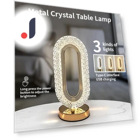 Modern Luxury Oval Crystal Table Lamp with Touch USB Display — Overhead Lighting, Build My Home