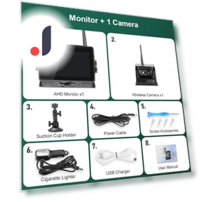 7-inch Wireless Touch Screen DVR Recorder with Monitor and Solar Power — Rearview Safety Systems, JOHO - CarGear