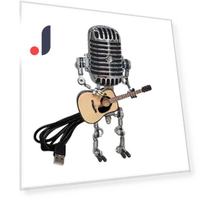 Vintage Robot Microphone Touch Dimmer Lamp — Desk, Rainbow Rain