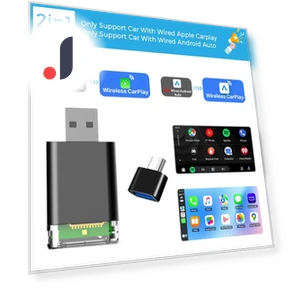 2-in-1 Wireless Carplay and Android Auto AI Box — Stereo Receivers, Vinde Home
