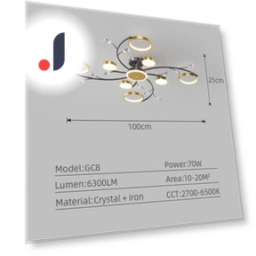 Luxury LED Ceiling Chandelier with Smooth Brightness Adjustment — Overhead Lighting, Seahorse Home