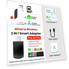 Wireless CarPlay Android Auto Adapter — Stereo Receivers, Happy Home Mall