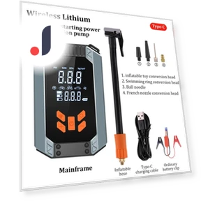 12V Car Emergency Starter with Wireless Lithium Smart Air Pump — Jump Starters, Cars Auto Home