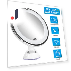 10X Magnifying Mirror with LED Lighting — Handheld, JOHO - CarGear