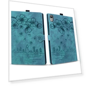 Cartoon Sakura Cat Embossed Smart Leather Tablet Case for iPad 10th Gen 10.9 2022 — Keyboard Cases