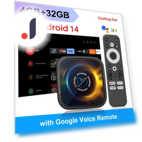 Android 14 Smart TV Box with Cooling Fan — Streaming Devices, Blackin