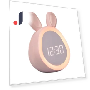 Cute Rabbit Alarm Clock with Night Light — Clocks, DC-HOME Textile
