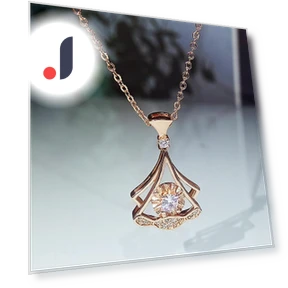 Rose Gold Necklace with Fan-Shaped Smart Zircon Pendant — Smart Jewelry, Prettiest WW