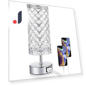 Crystal Table Lamp with Touch Control and USB Ports — Desk & Table Lighting, YC Direct