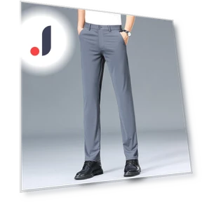 Elastic Solid Black Smart Casual Pants — Casual Pants, OFFICE-MALL