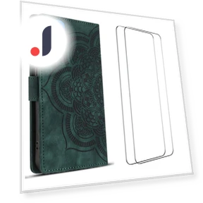 Mandala Leather Phone Cover with 2Pcs Tempered Glass — Phone Accessories, WANLONFENG