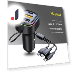 Dual USB Car Charger with PD One-to-Three High-Power Smart Wired Fast Charging Cable — Chargers, Discount Domain