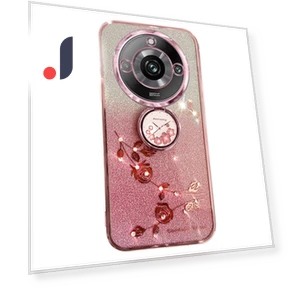 Rhinestone Flower Ring Kickstand Back Cover Glitter Gradient TPU Phone Case — Phone Accessories, Smartwatch 2025