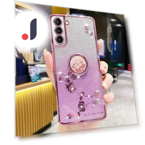 TPU Case with Kickstand Glitter Flower Pattern Rhinestone Decor — Phone Accessories, Smartwatch 2025