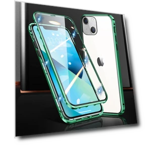 Magnetic Metal Frame with Dual Side Tempered Glass Phone Case — Phone Accessories, Smartwatch 2025