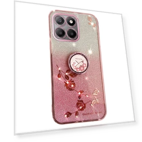 Ring Kickstand TPU Case Gradient Glitter Flower Pattern Phone Cover — Phone Accessories, KADEM
