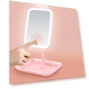 Three-color Light LED Cosmetic Mirror with Dimmable Rotating Smart HD Table Mirrors Makeup Tool — Handheld, quanyu