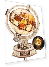 DIY Wooden Globe Night Light Puzzle Kit — Educational, Robotime